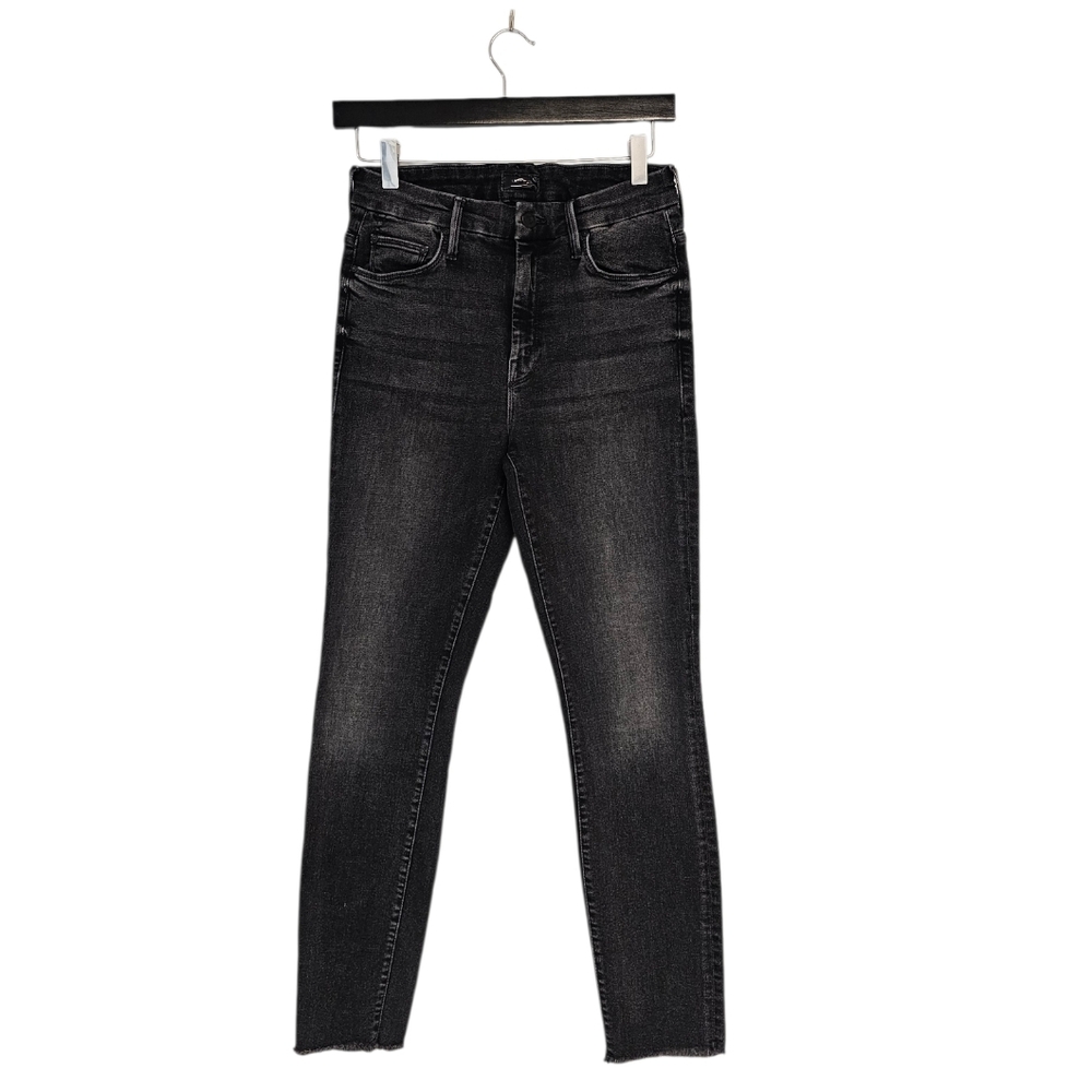 MOTHER High Waisted Looker Ankle Fray Night Hawk Black‎ Skinny Jeans 27 Preowned